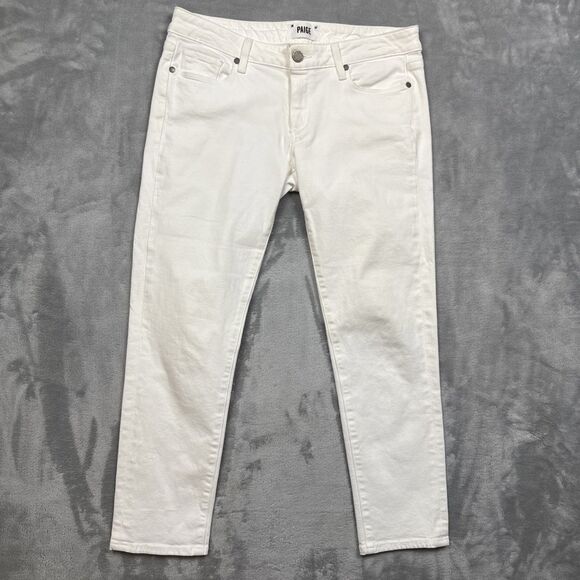 Paige Women’s 27 Jimmy Jimmy Crop White Jeans Stretch Cotton USA - Picture 1 of 7